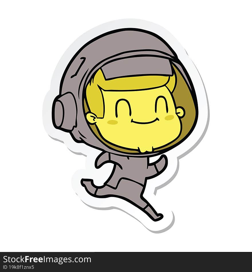 sticker of a happy cartoon astronaut man