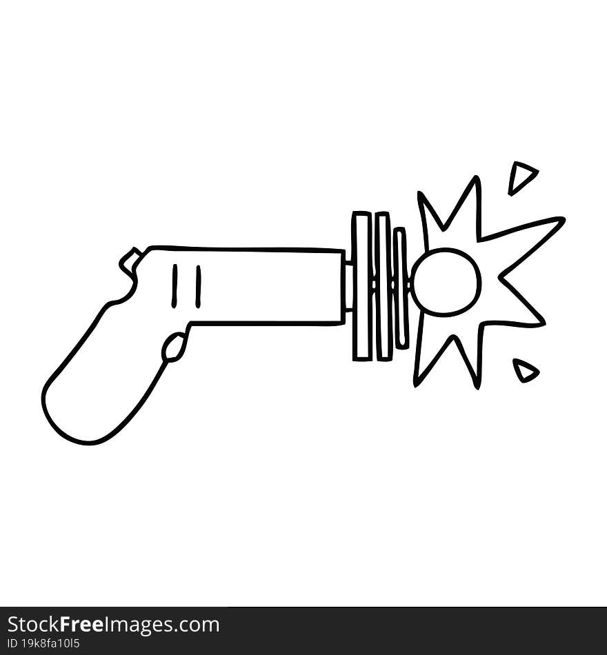 quirky line drawing cartoon laser gun