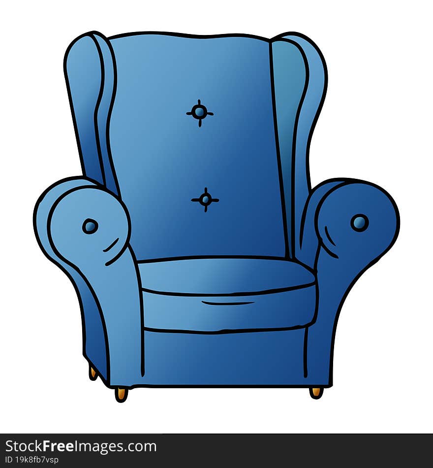 Gradient Cartoon Doodle Of An Old Armchair