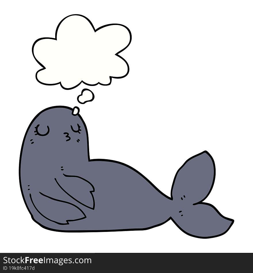 cartoon seal and thought bubble