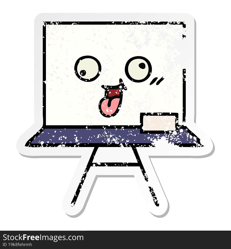 distressed sticker of a cute cartoon white board