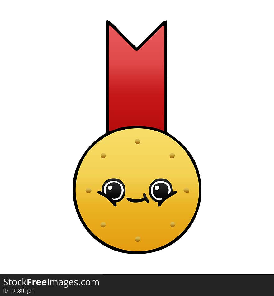 gradient shaded cartoon gold medal