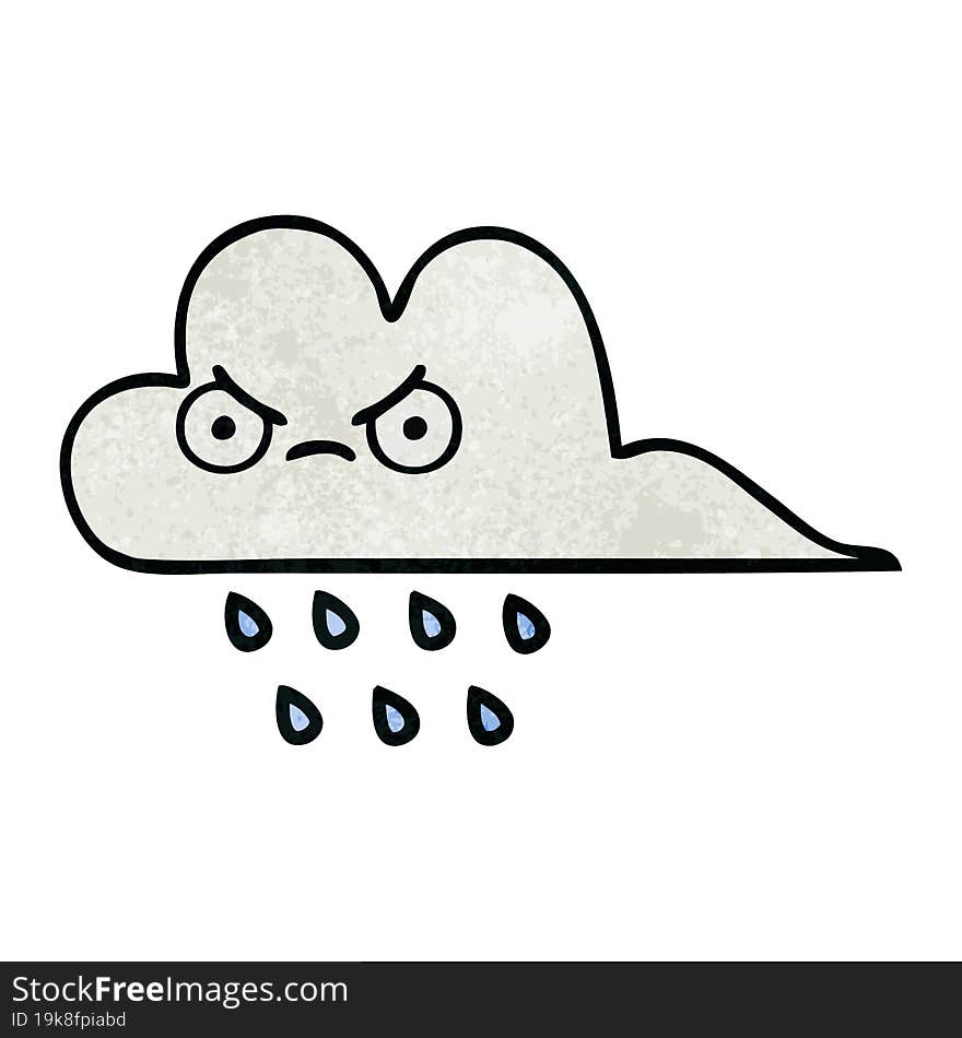 retro grunge texture cartoon rain cloud