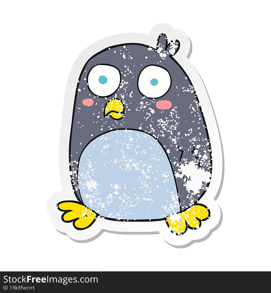 Retro Distressed Sticker Of A Cartoon Penguin