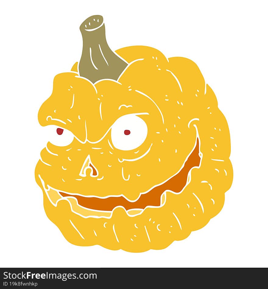 flat color illustration of spooky pumpkin. flat color illustration of spooky pumpkin