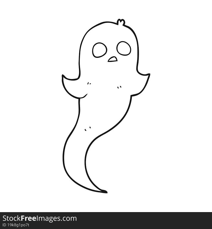 black and white cartoon halloween ghost