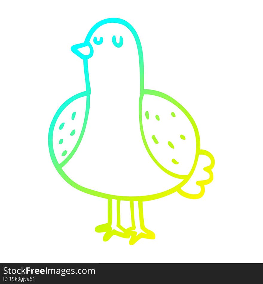 cold gradient line drawing of a cartoon bird