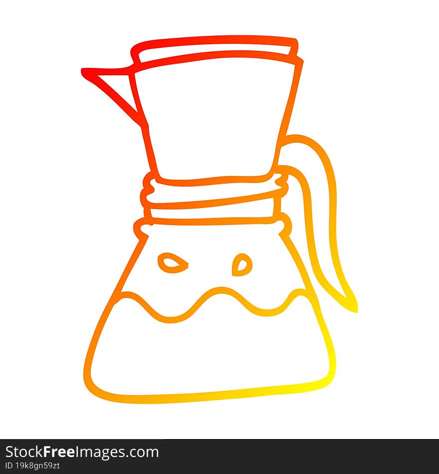 warm gradient line drawing of a cartoon filter coffee maker