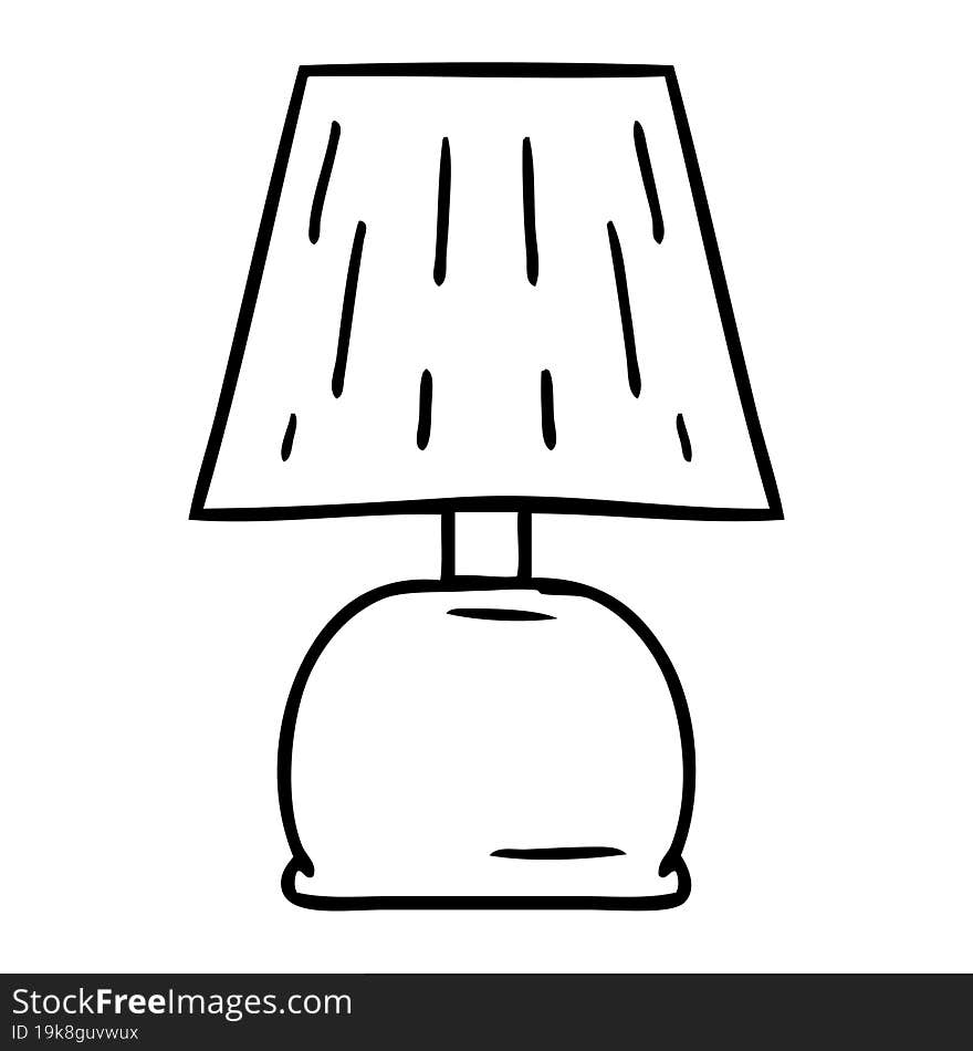 Line Drawing Doodle Of A Bed Side Lamp