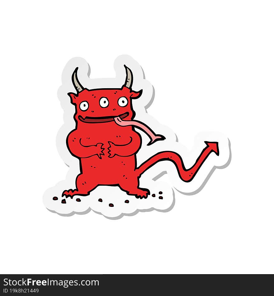 sticker of a cartoon little demon