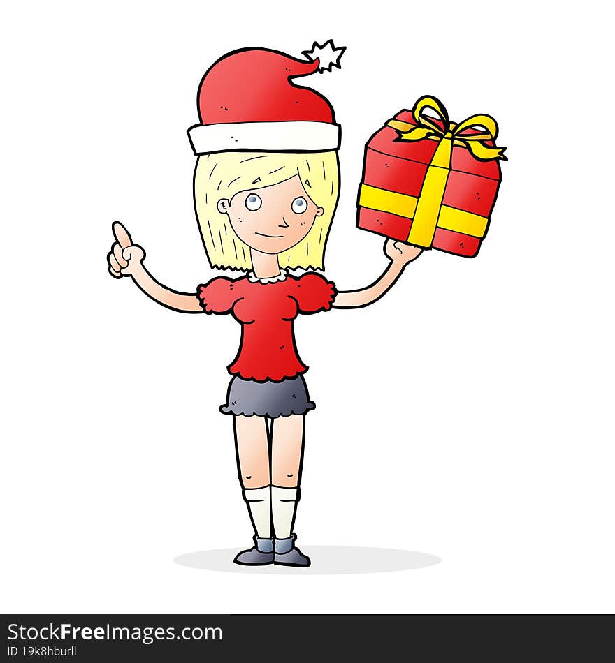 cartoon woman with gifts