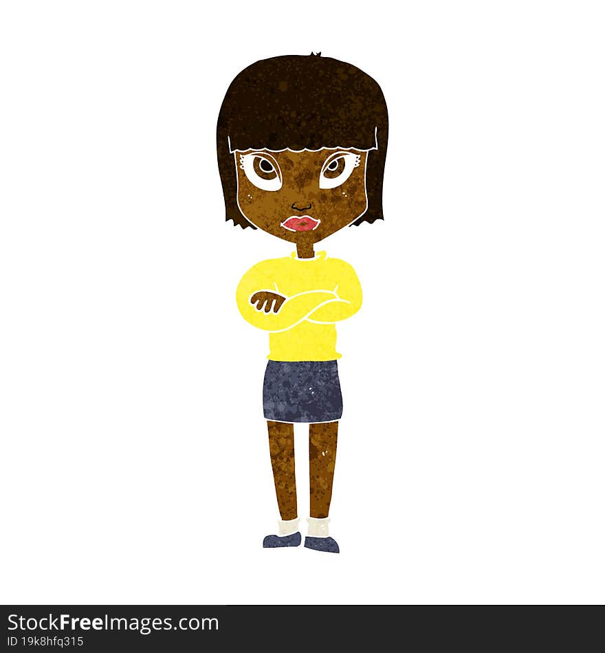 cartoon woman with crossed arms