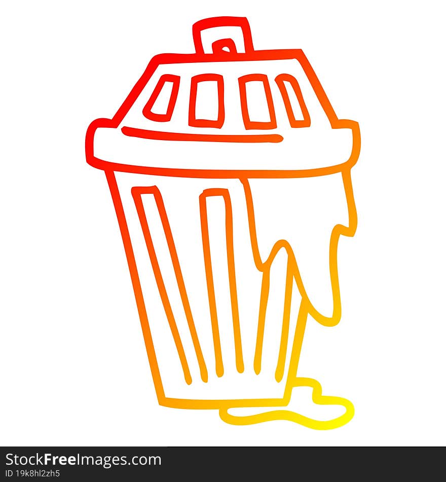 warm gradient line drawing cartoon waste bin