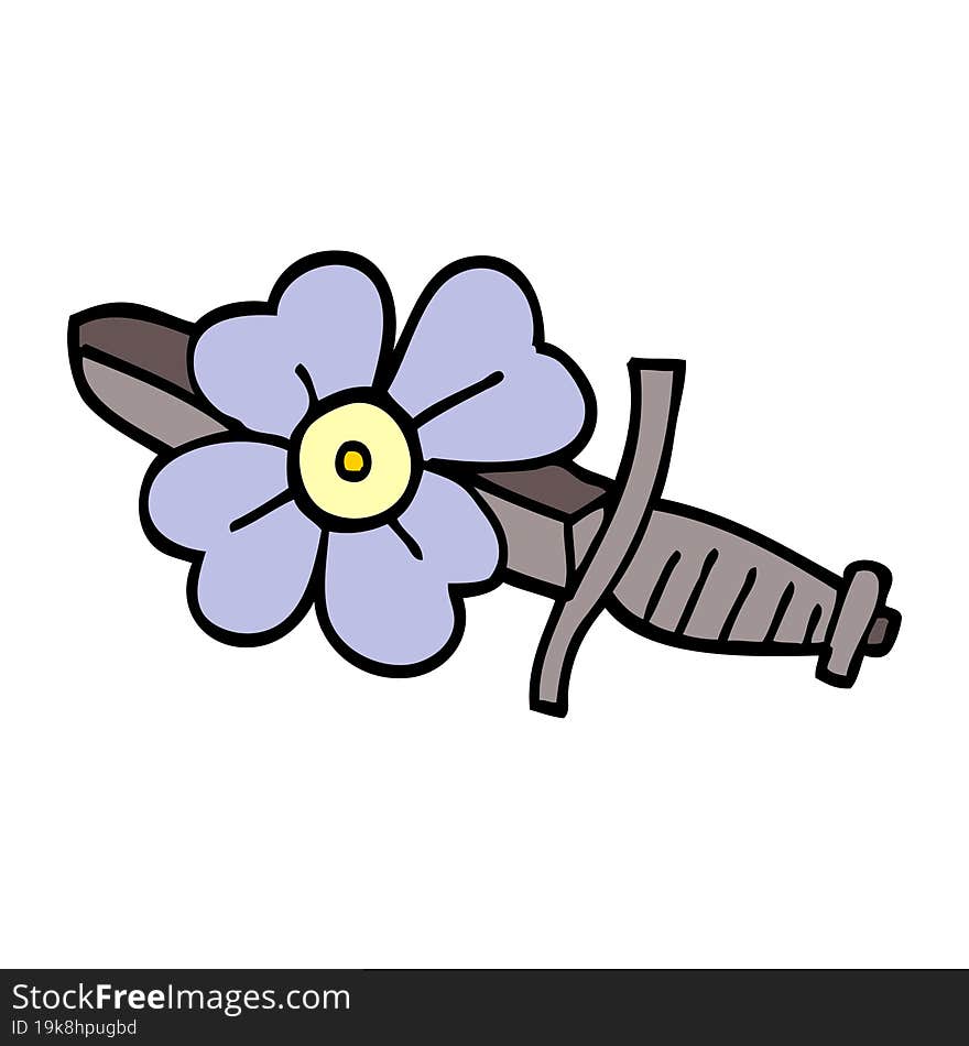 cartoon doodle tattoo dagger symbol