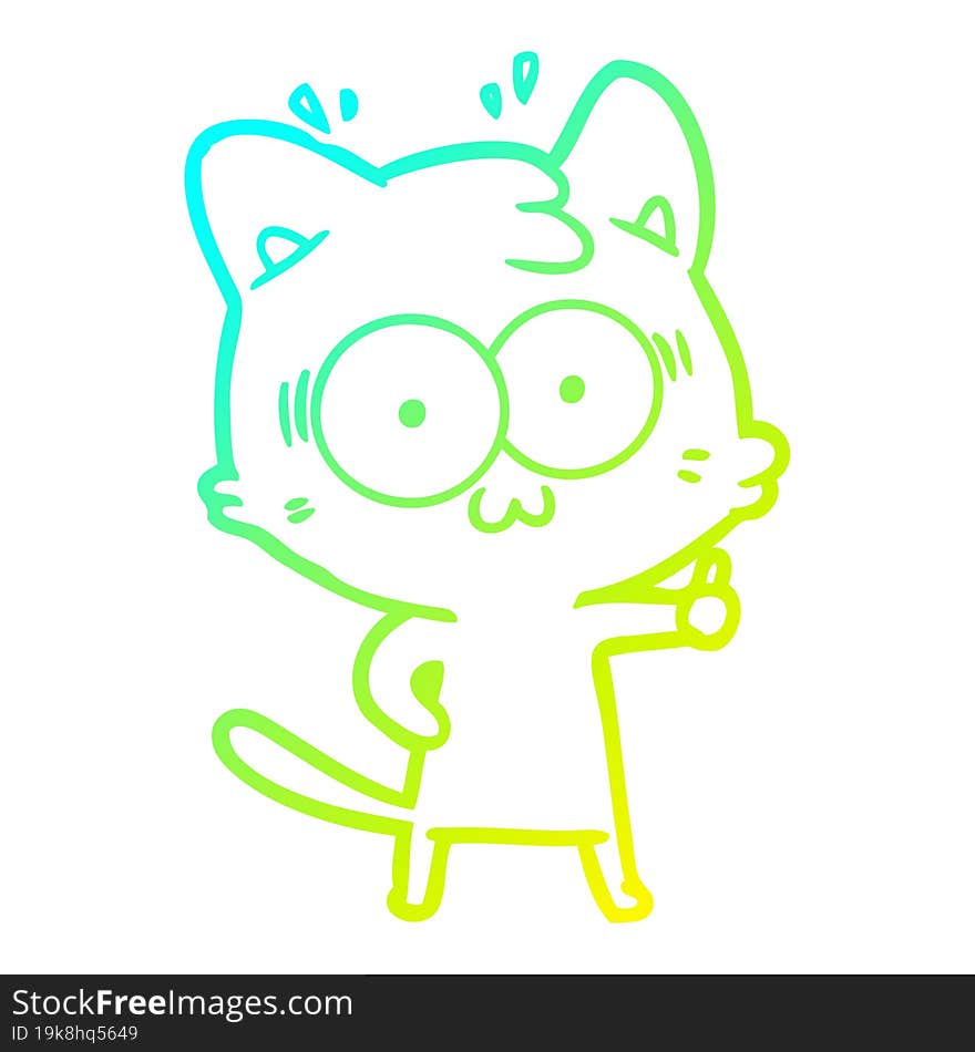 cold gradient line drawing cartoon surprised cat