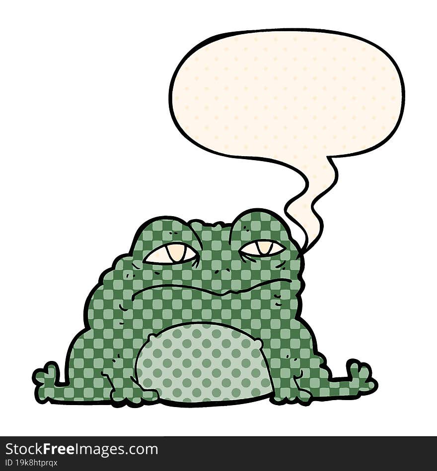 cartoon toad and speech bubble in comic book style