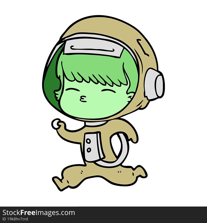 cartoon curious running astronaut. cartoon curious running astronaut