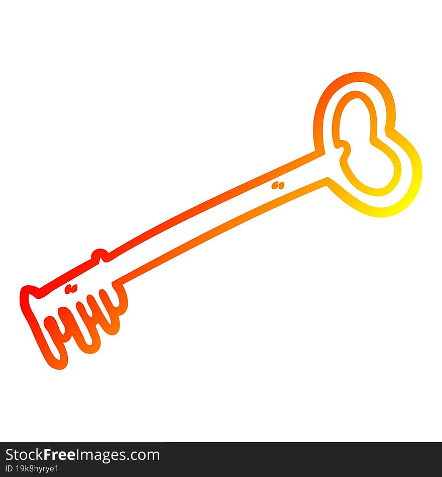 warm gradient line drawing of a cartoon fancy old key