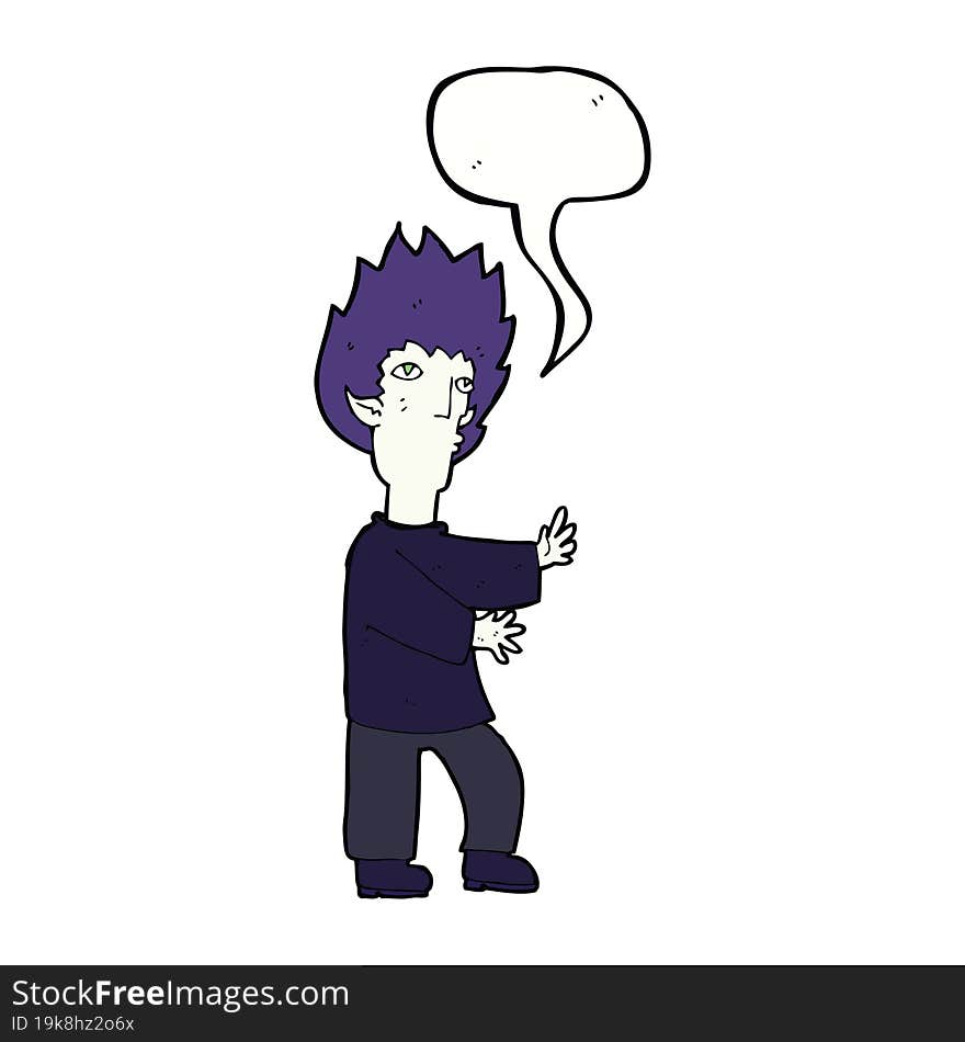 Cartoon Vampire Man With Speech Bubble