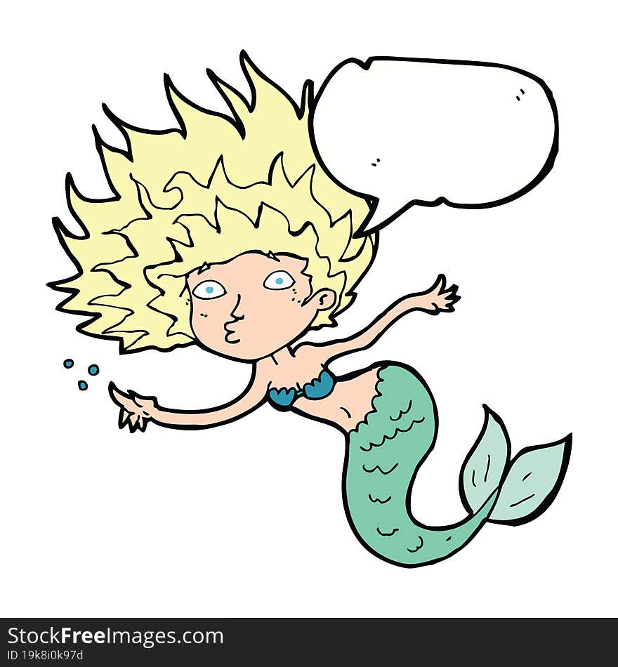 cartoon mermaid with speech bubble