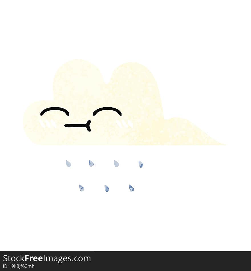 retro illustration style cartoon of a rain cloud