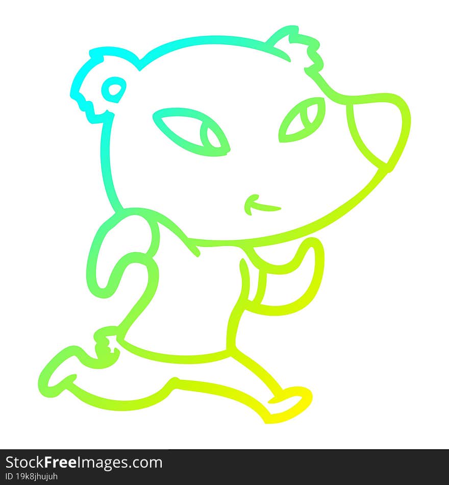 Cold Gradient Line Drawing Cute Cartoon Bear