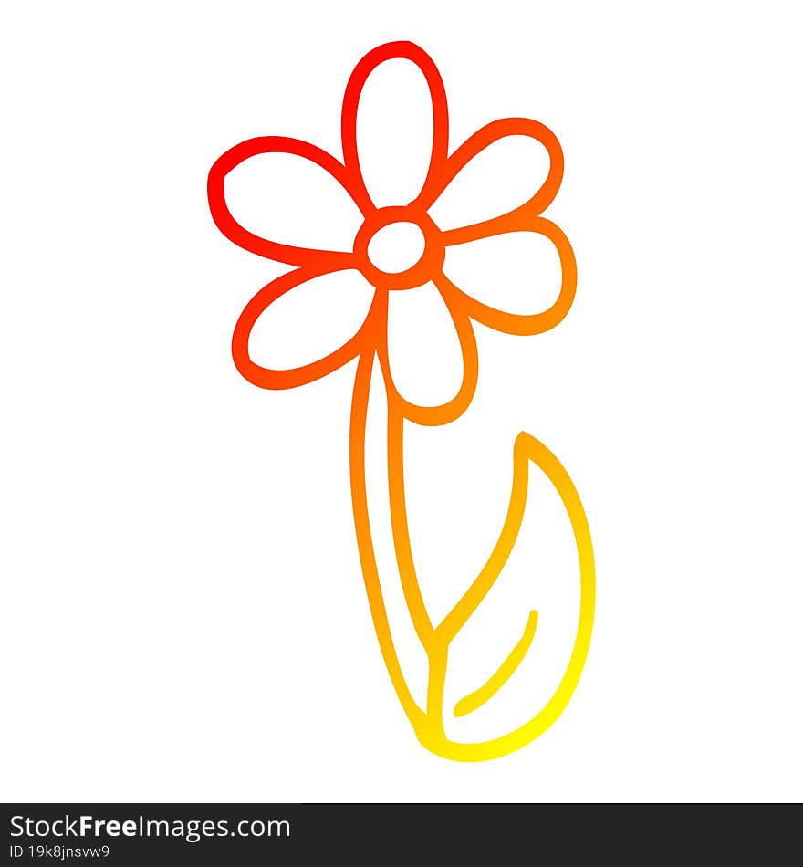 Warm Gradient Line Drawing Cartoon Spring Flower