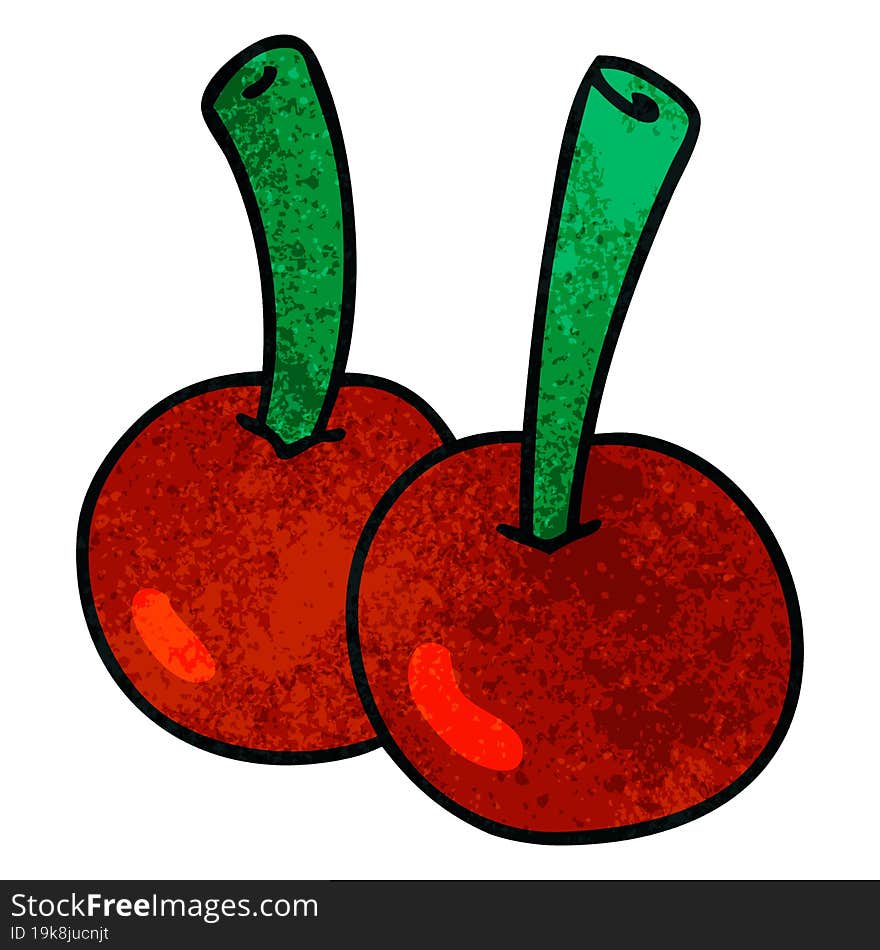 quirky hand drawn cartoon cherries