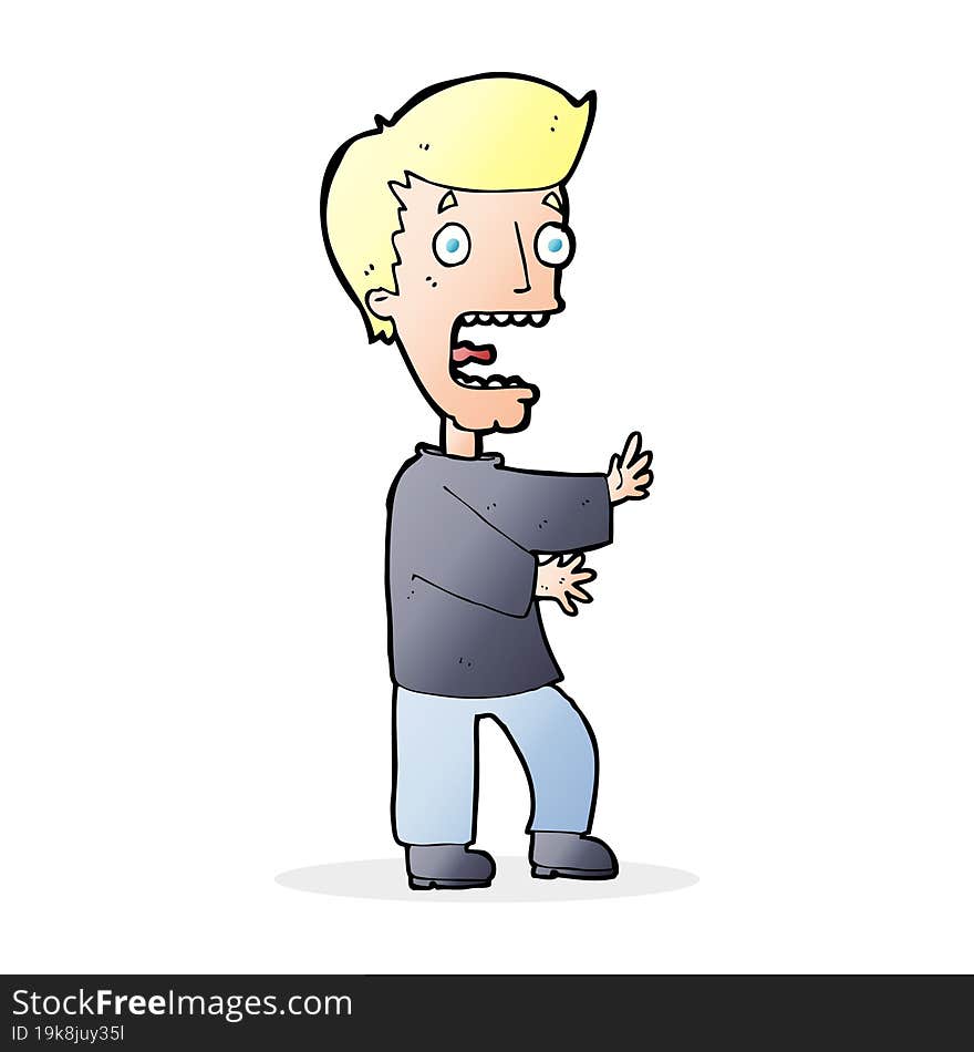 cartoon terrified man