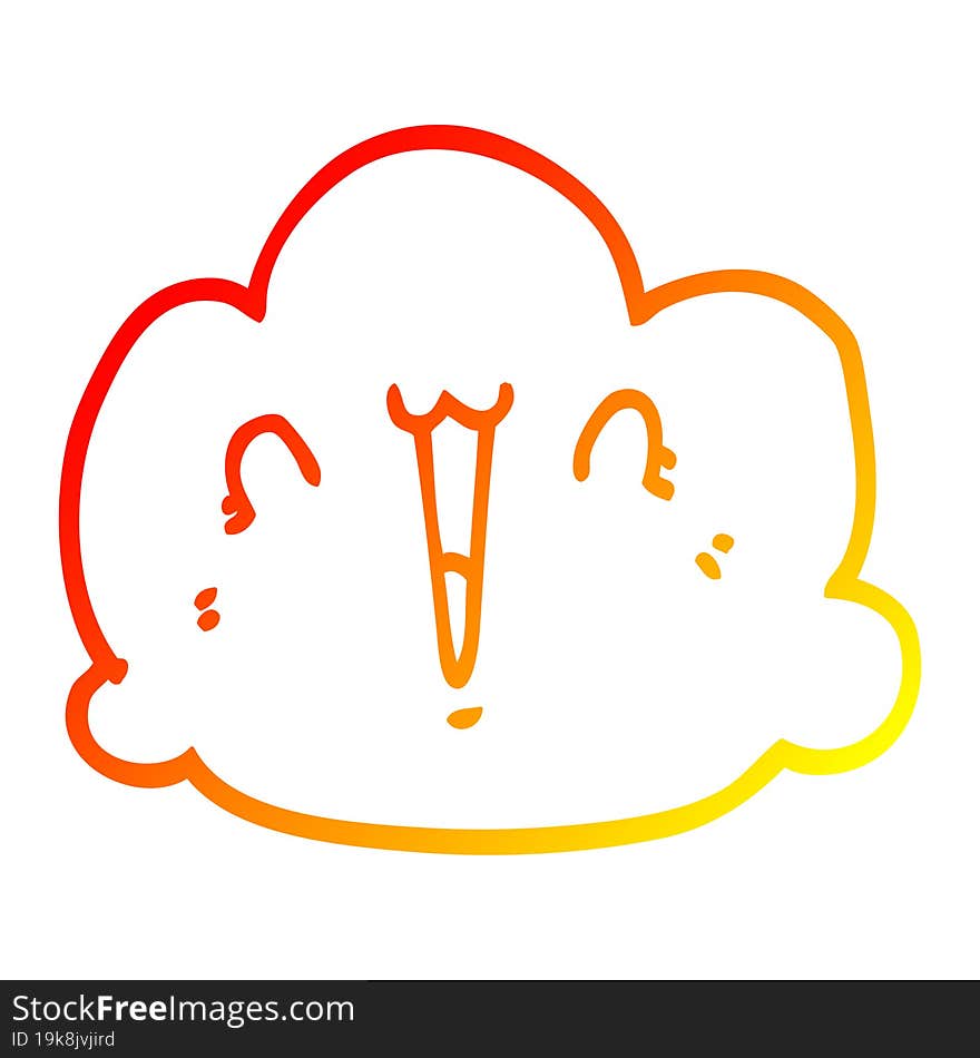 warm gradient line drawing happy cloud cartoon