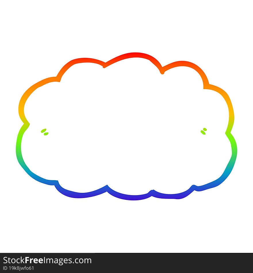 rainbow gradient line drawing cartoon cloud