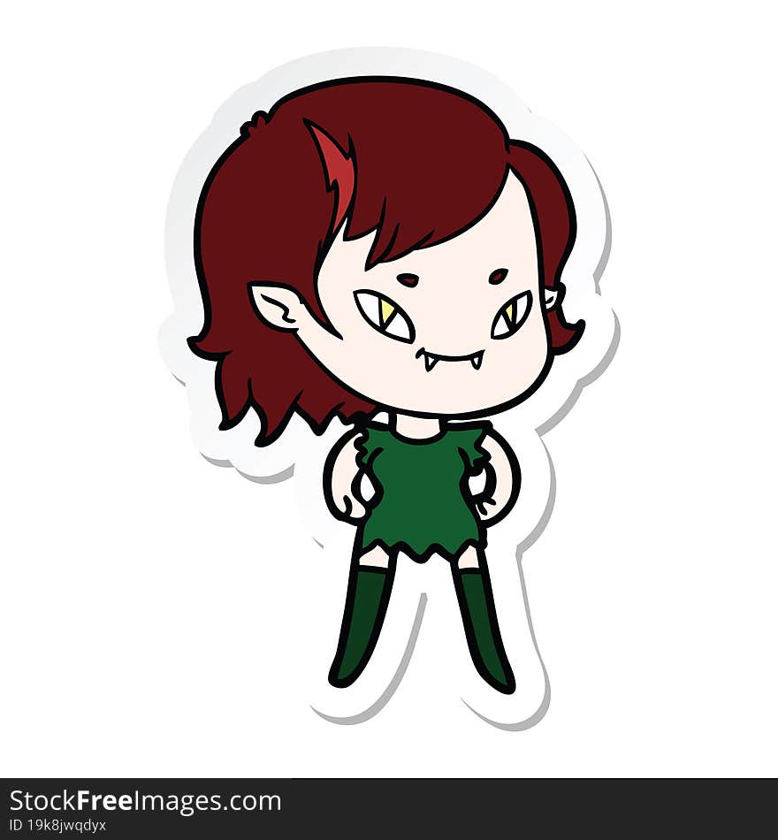 Sticker Of A Cartoon Friendly Vampire Girl