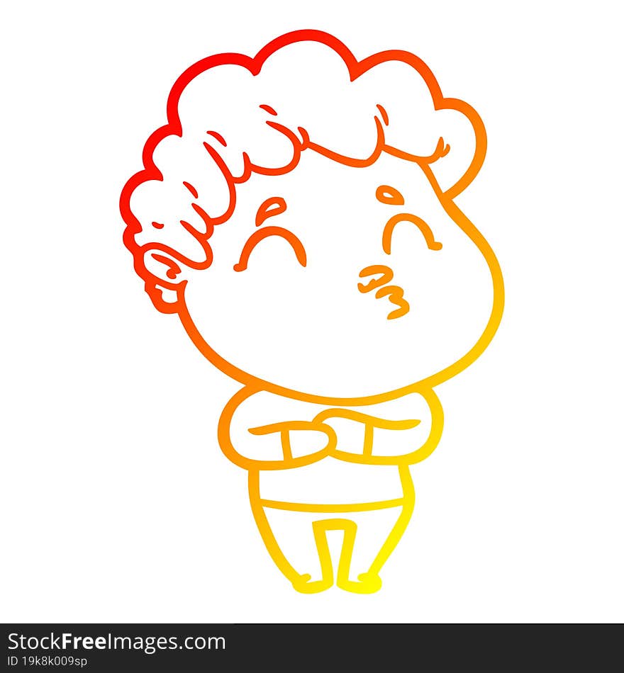 Warm Gradient Line Drawing Cartoon Man Pouting