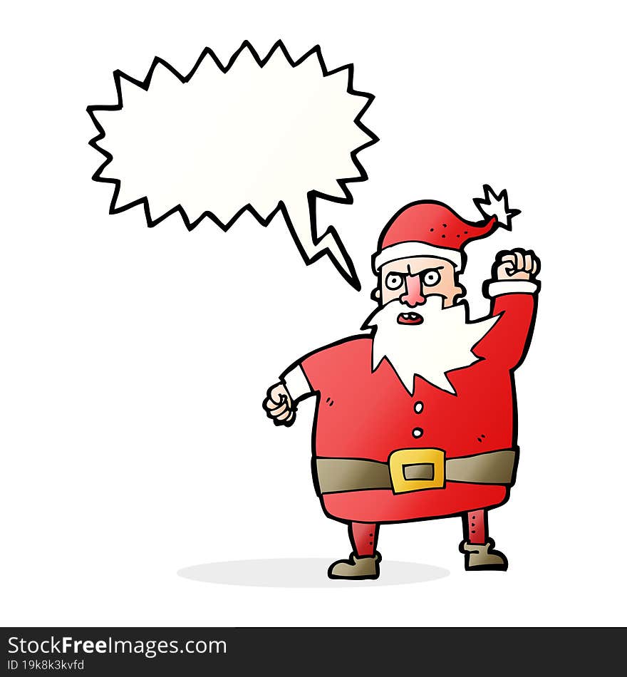 cartoon santa claus with speech bubble