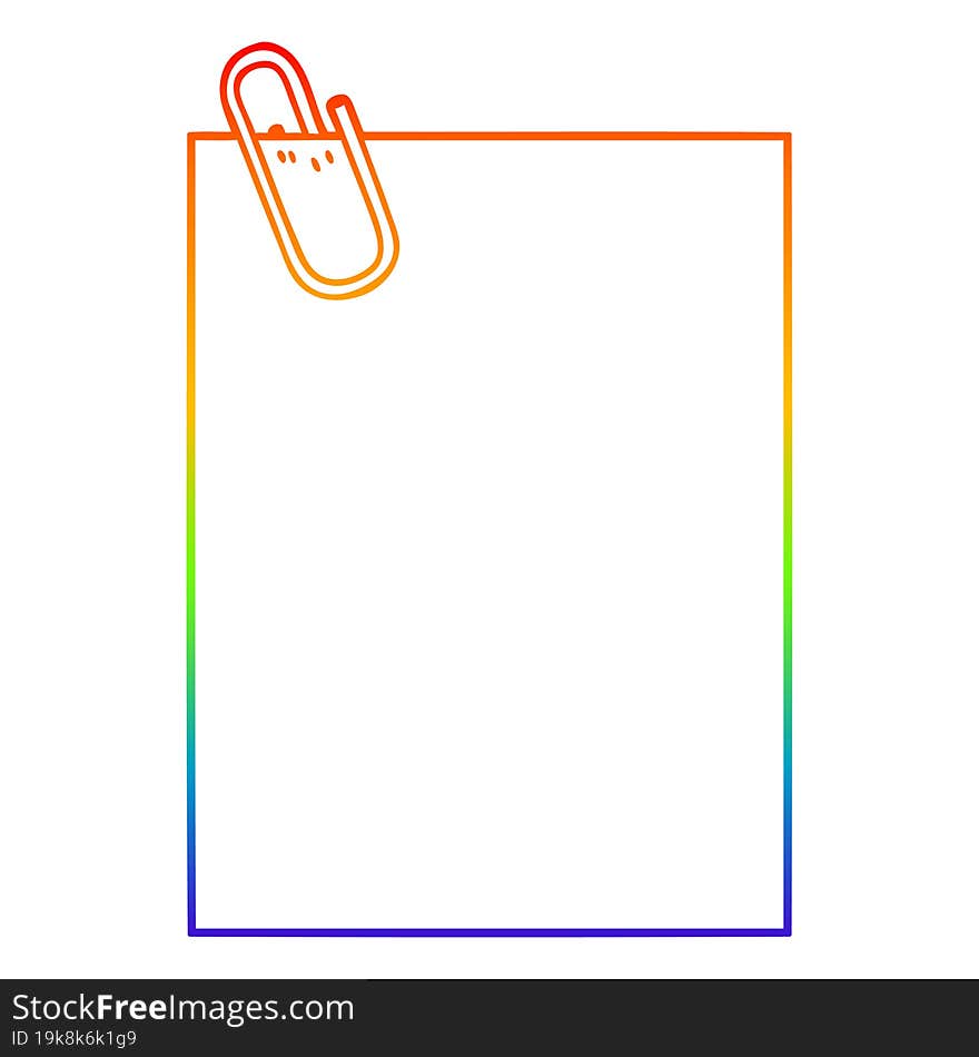 rainbow gradient line drawing cartoon paper with paperclip