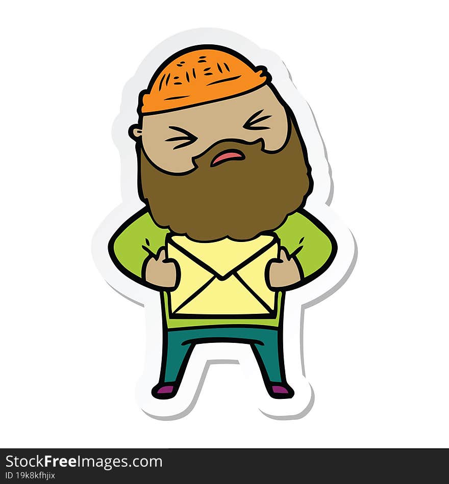 Sticker Of A Cartoon Man With Beard