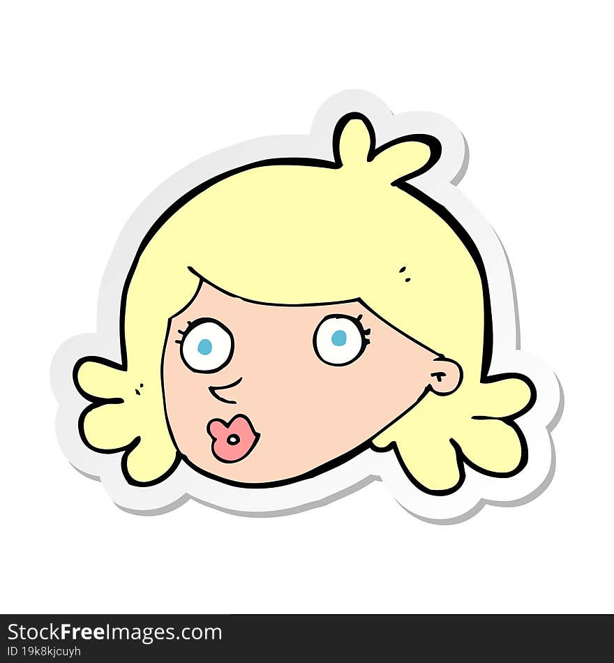 sticker of a cartoon pretty face