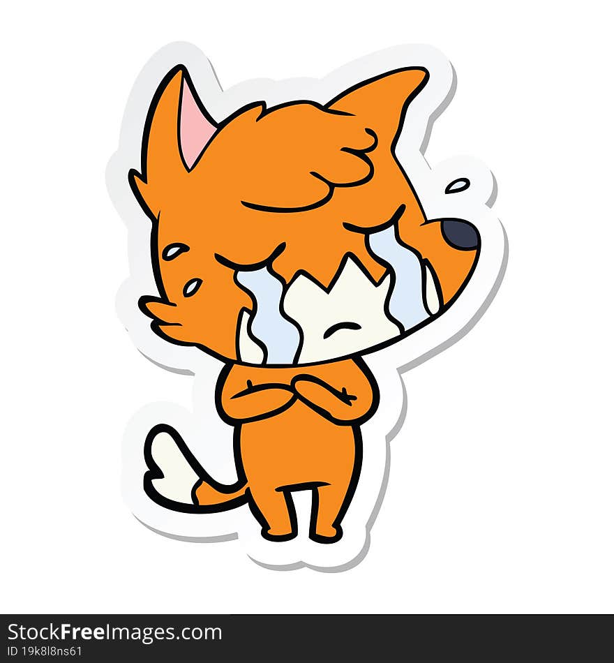 Sticker Of A Crying Fox Cartoon