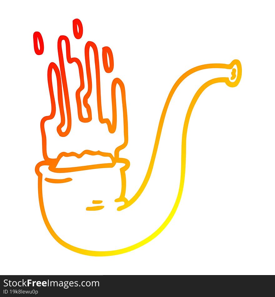 warm gradient line drawing cartoon smoking pipe