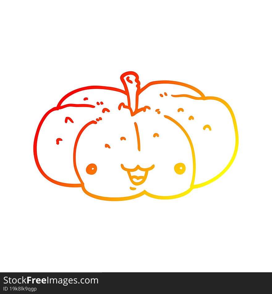 warm gradient line drawing cartoon pumpkin