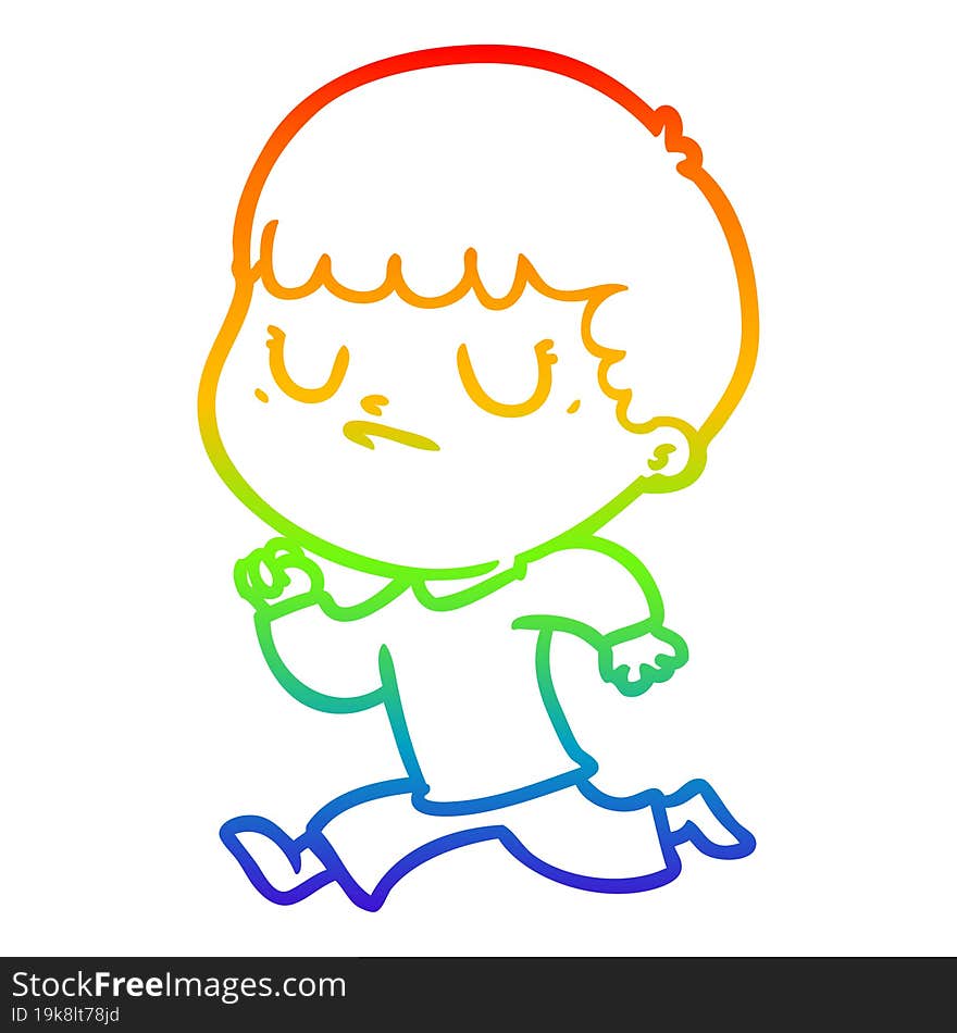 rainbow gradient line drawing cartoon grumpy boy