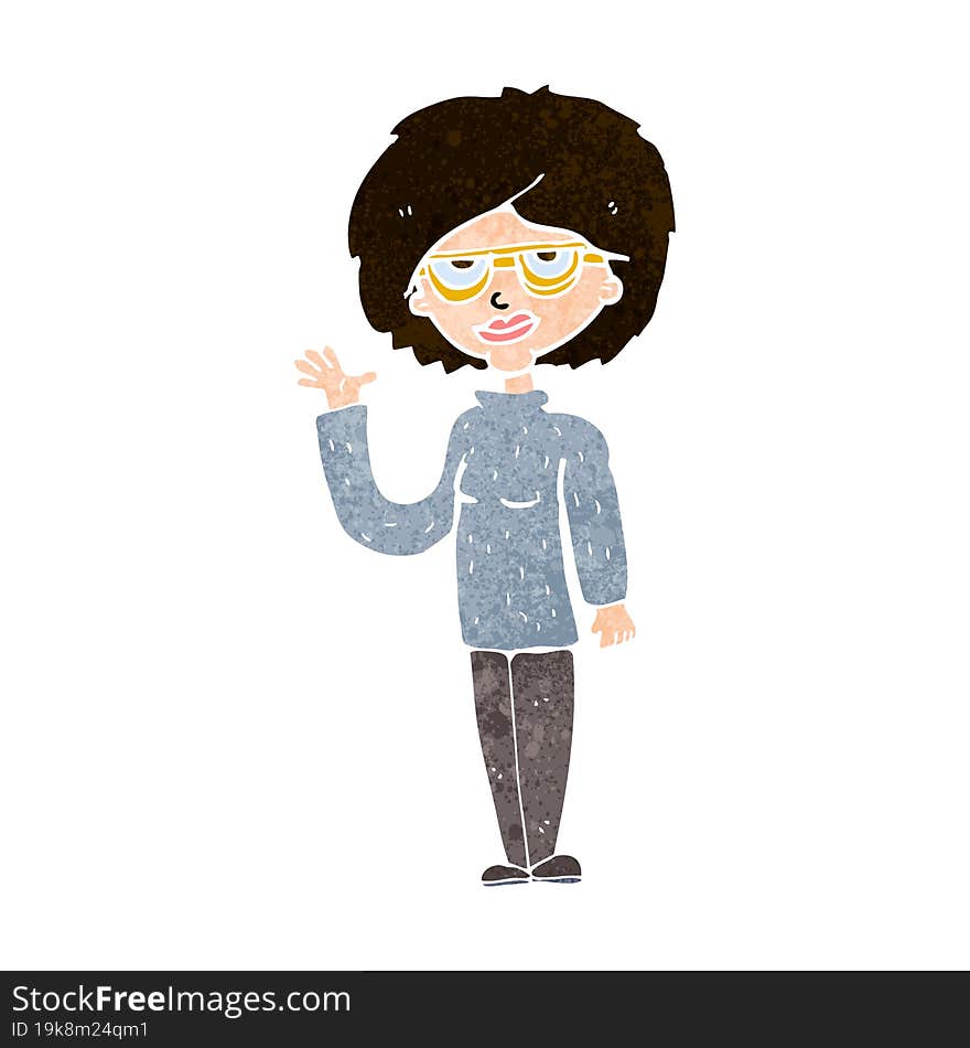 cartoon woman waving