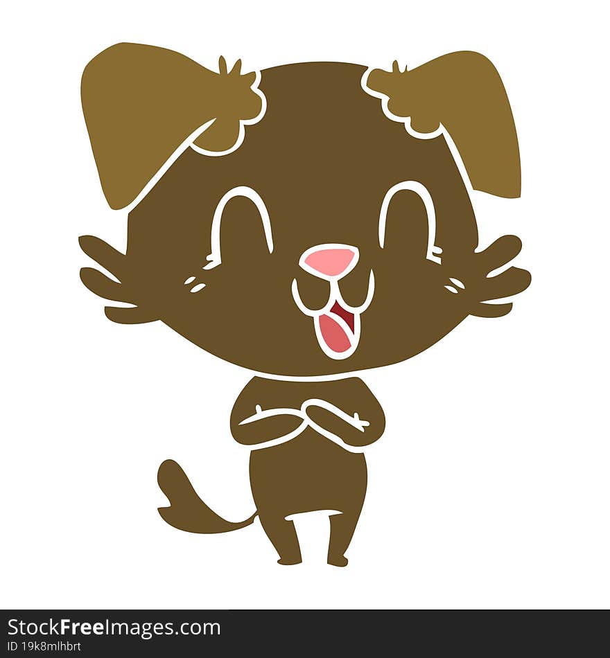 Laughing Flat Color Style Cartoon Dog