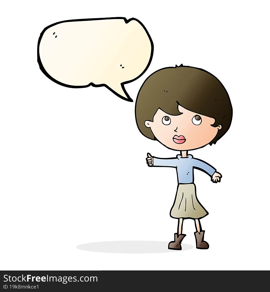 Cartoon Woman Asking Question With Speech Bubble