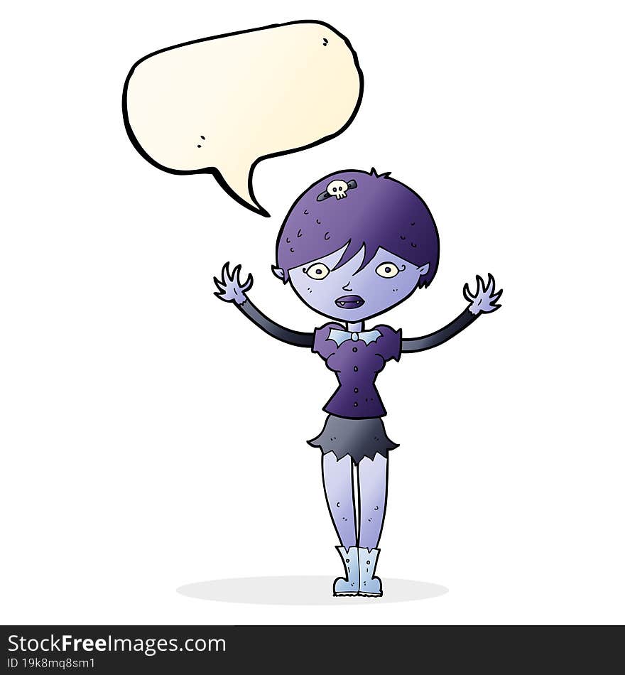 cartoon vampire girl with speech bubble