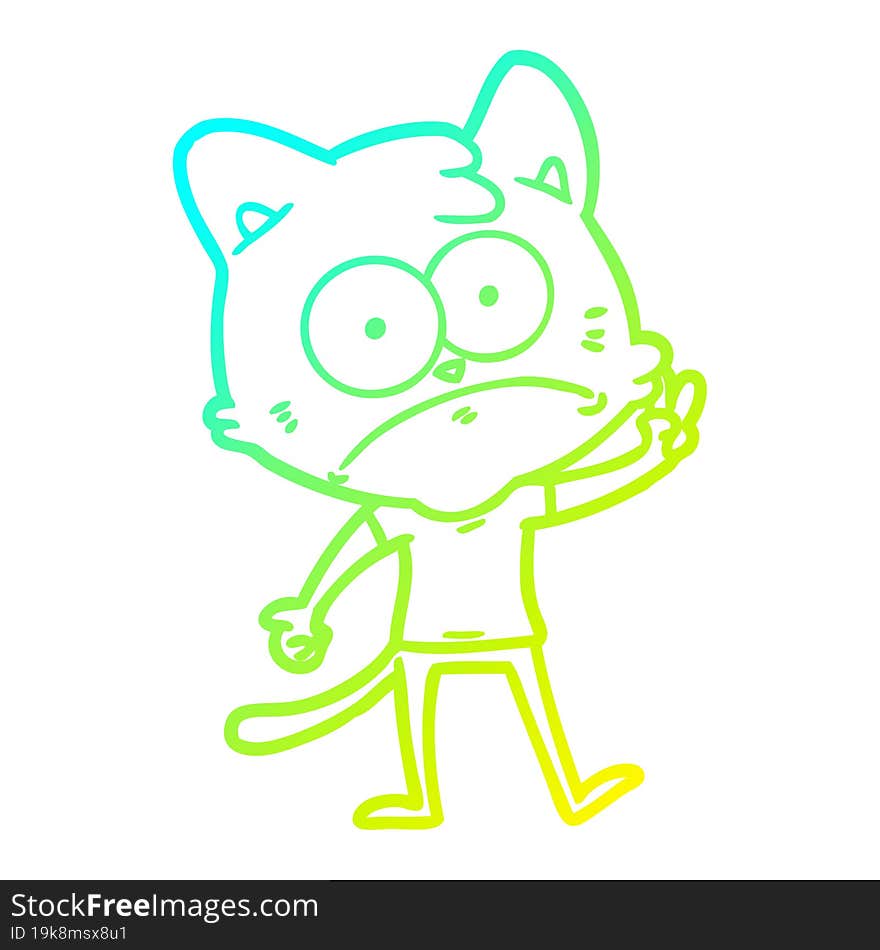 cold gradient line drawing cartoon nervous cat