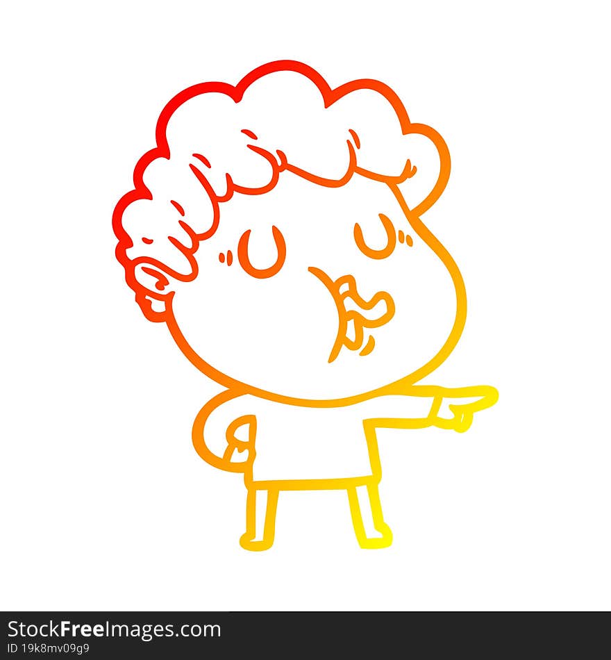 warm gradient line drawing of a cartoon man pulling face