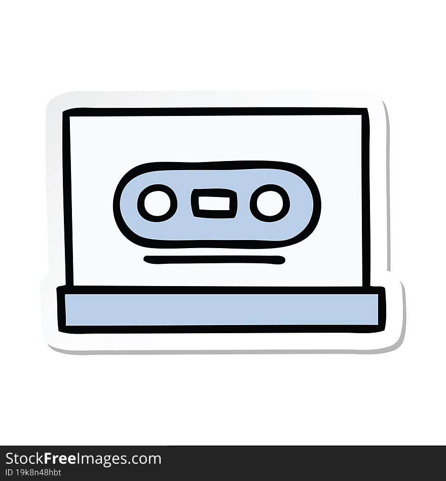 sticker of a cute cartoon retro cassette