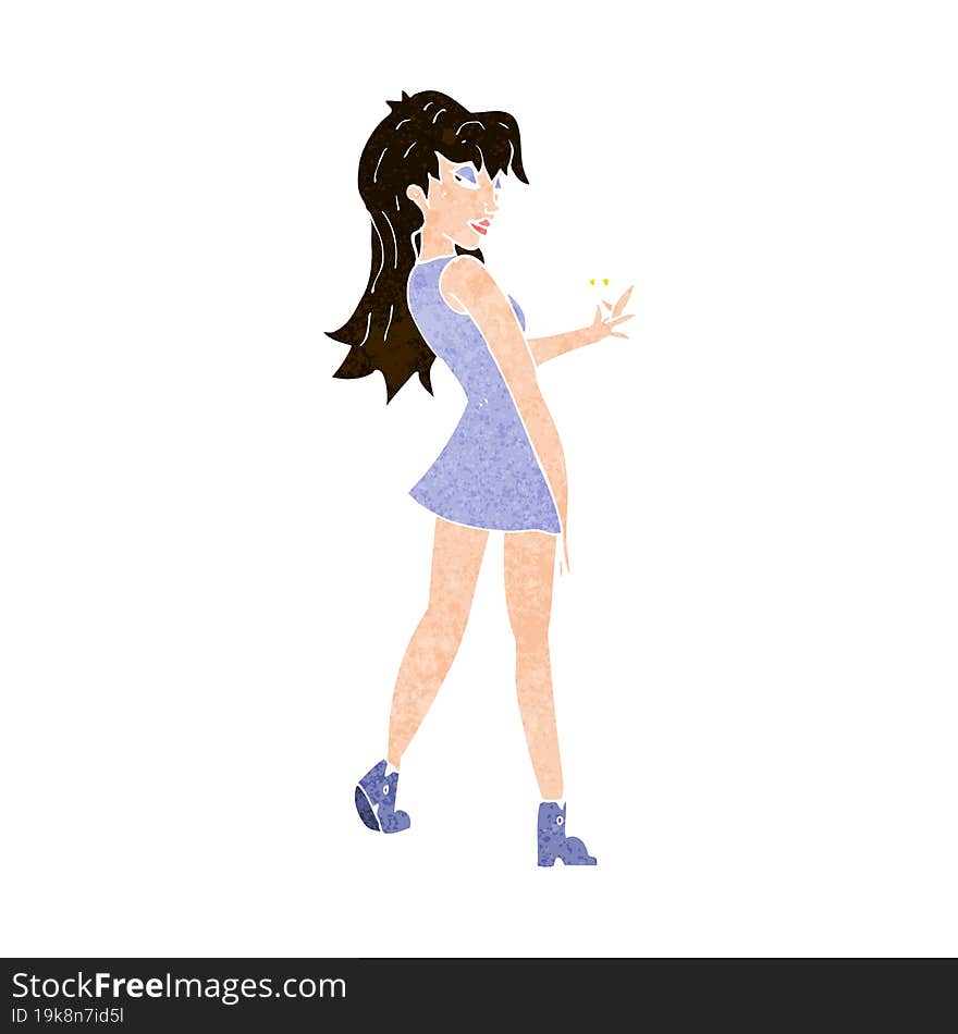 cartoon woman posing in dress