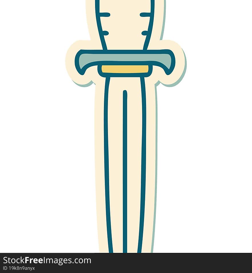 sticker of tattoo in traditional style of a dagger. sticker of tattoo in traditional style of a dagger